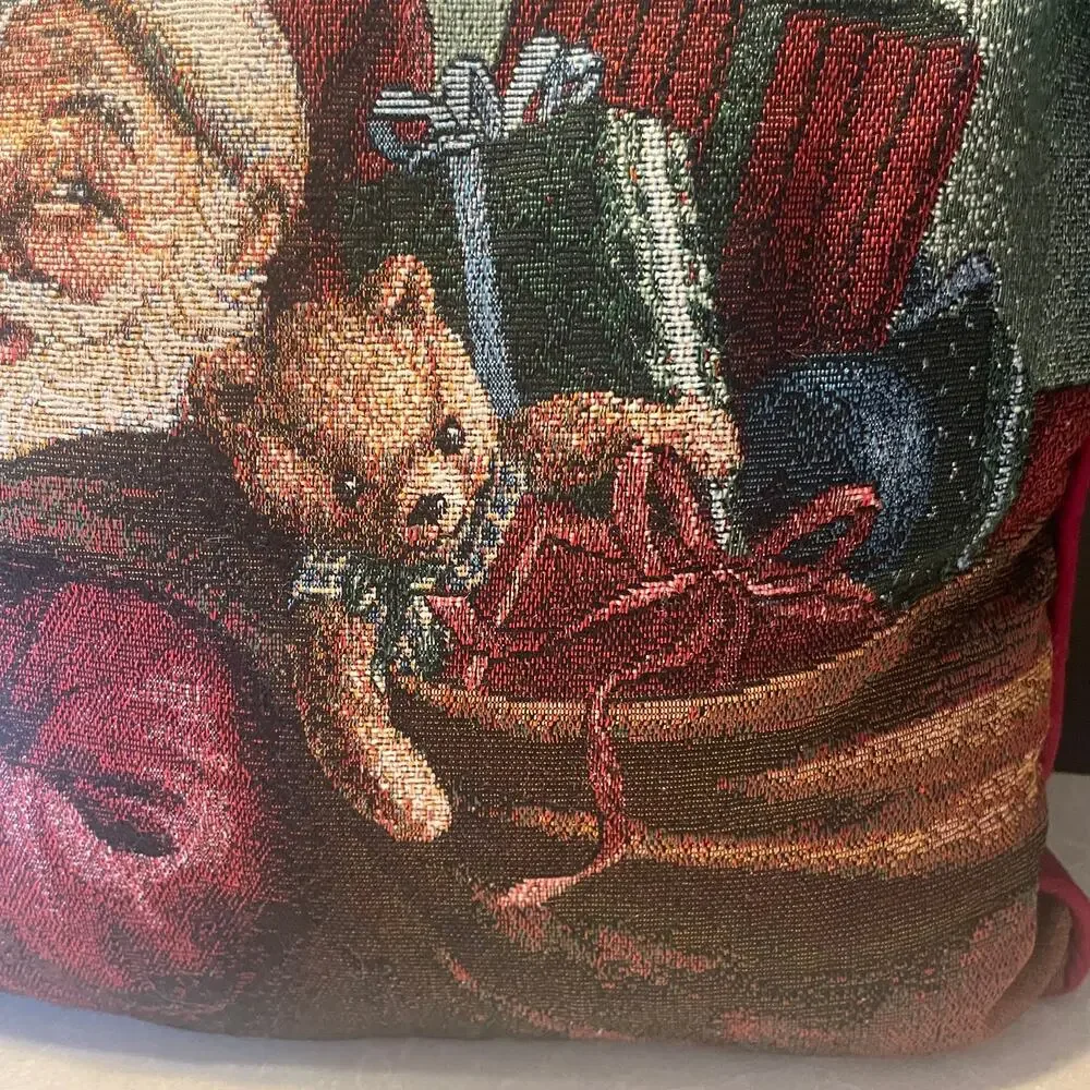 vintage Santa Claus tapestry pillow decorative cushion  Christams holiday bear